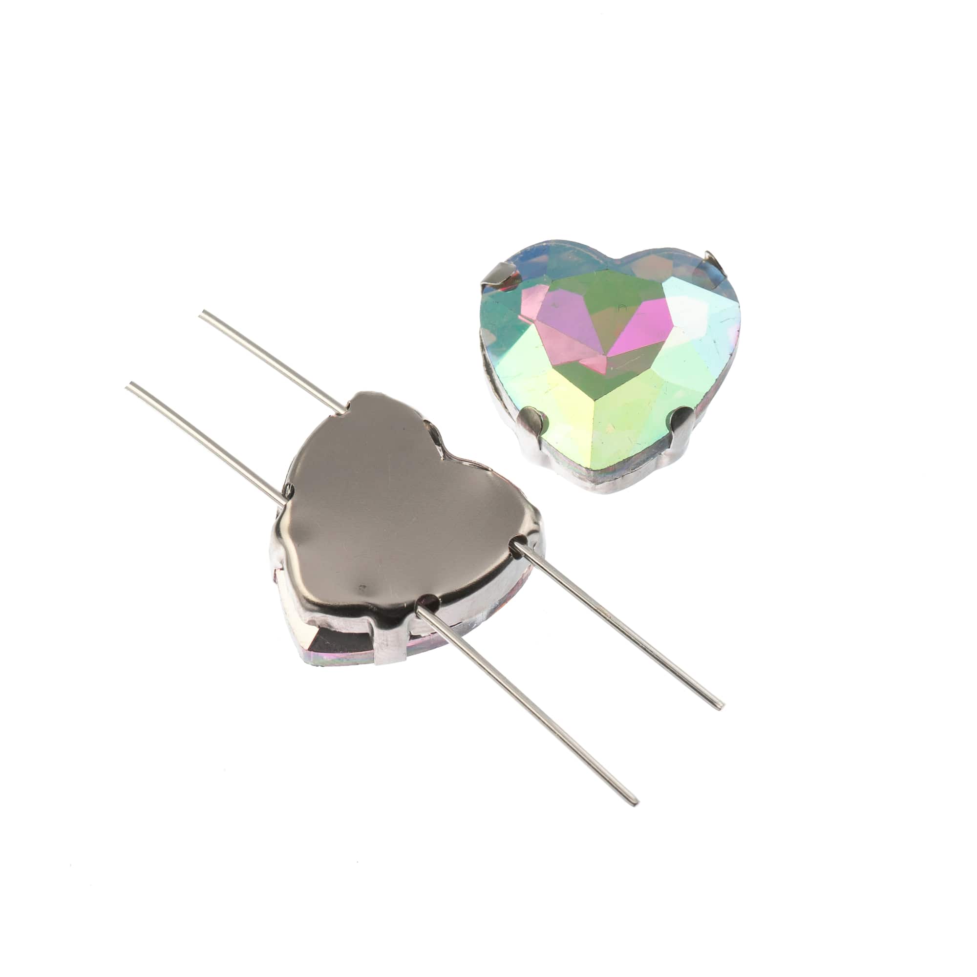 John Bead Crystal Lane 18mm Crystal AB Heart Sew-On Rhinestones, 4ct.